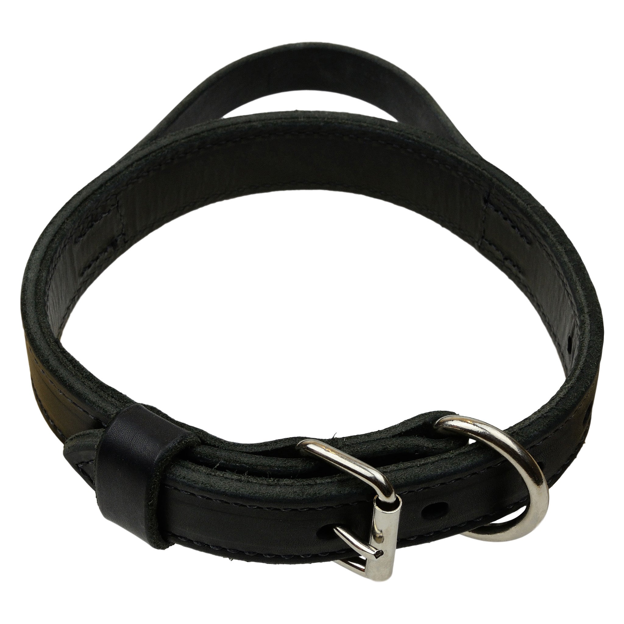 Heavy Leather Dog Collar With Handle Wide1